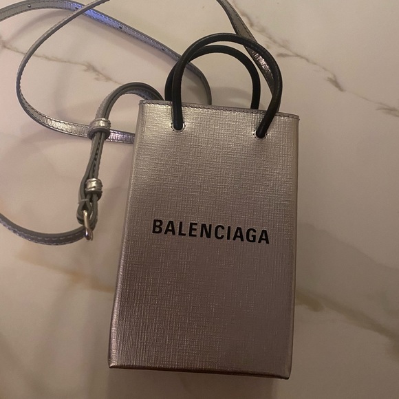 BALENCIAGA Metallic Phone Holder Bag - Picture 2 of 10